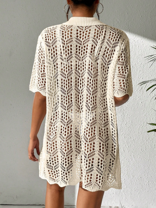 Swim Summer Beach Hollow Out Button Front Kimono V12 - Image 2